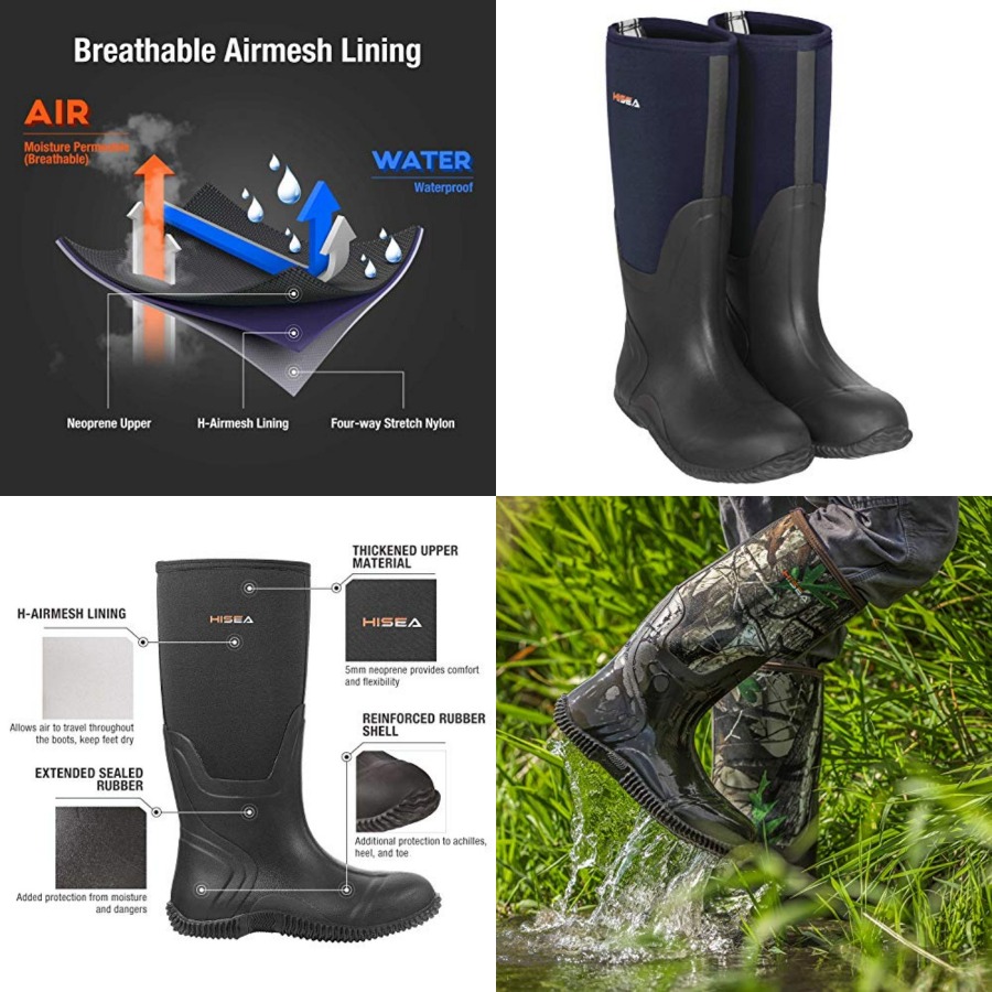 HISEA Men's Rain Boots, Waterp - Hunting Outdoor Boots ulasan dan harga