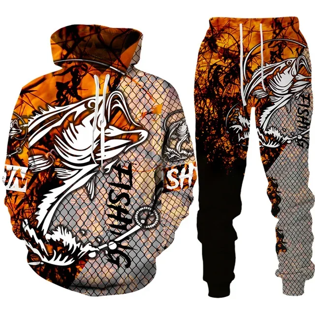Novelty 3D Fish Printed Men Wo - Outdoor Hunting Pants Women ulasan dan harga