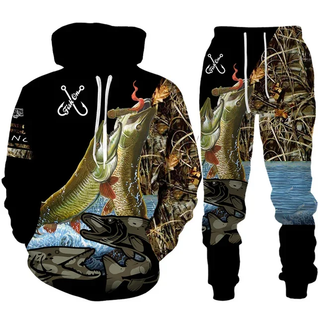 Novelty 3D Fish Printed Men Wo - Outdoor Hunting Pants Women ulasan dan harga